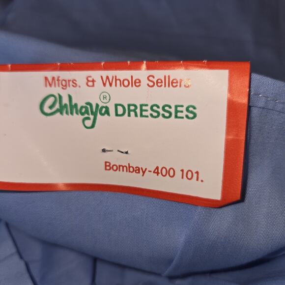 Chhaya Cotton Blue Saree Petticoat New Old Stock VTG Indian Underskirt Free Size - Picture 3 of 16